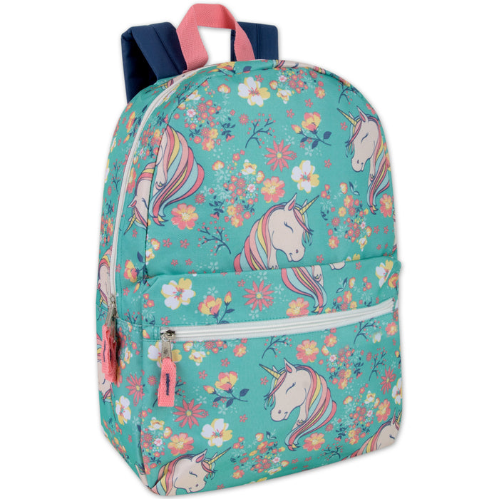 Printed Girls Backpack School Bag 43cm/20L Capacity - 3 Styles