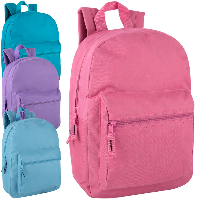 38cm Basic Backpack Rucksack - 12 Color Assortment