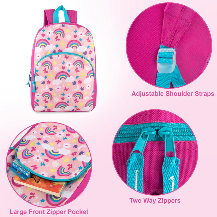 38cm Children's Character Backpack 14L Capacity - 4 Girls Prints