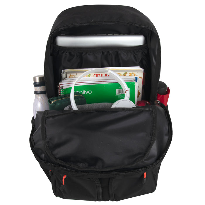 Wholesale 48cm Multi Pocket Backpack 32L Capacity With Laptop Sleeve - Black