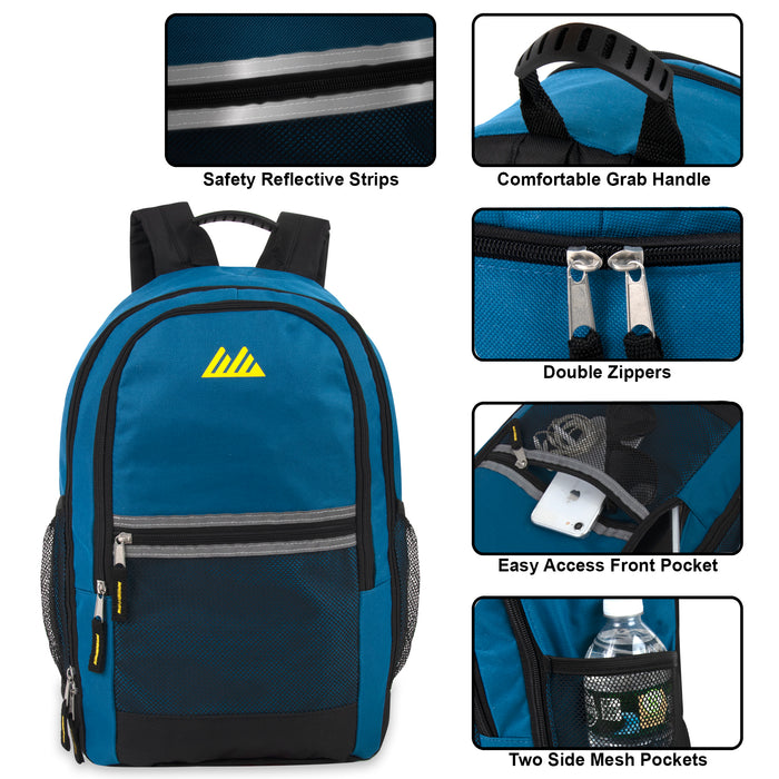 Wholesale 48cm Backpack 25L Capacity With Reflective Safety Strap - 5 Colours