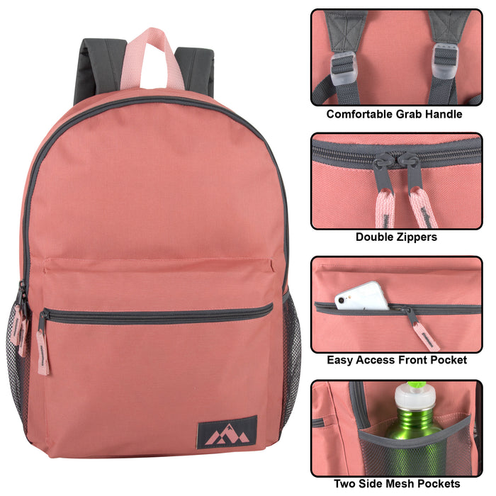 Wholesale 46cm Backpack 23L Capacity With Side Pocket - 5 Light Colours