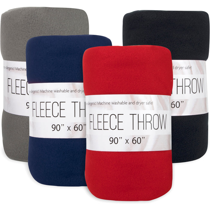 Twin Fleece Throw Blankets 90" x 60"- Assorted Colors