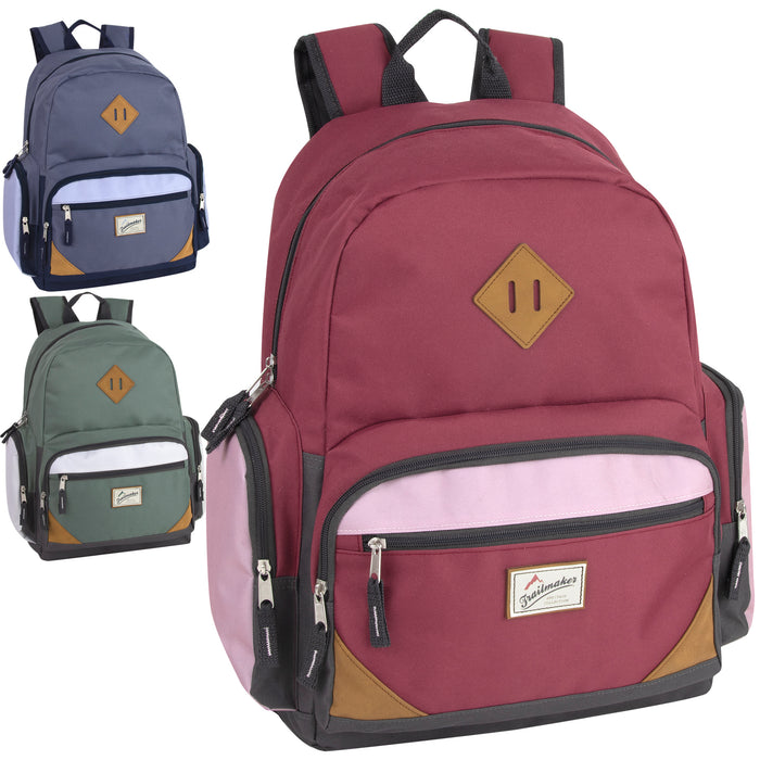 Wholesale 48cm Duo Compartment Backpack with Laptop Sleeve 25L Capacity - 3 Girls Colours