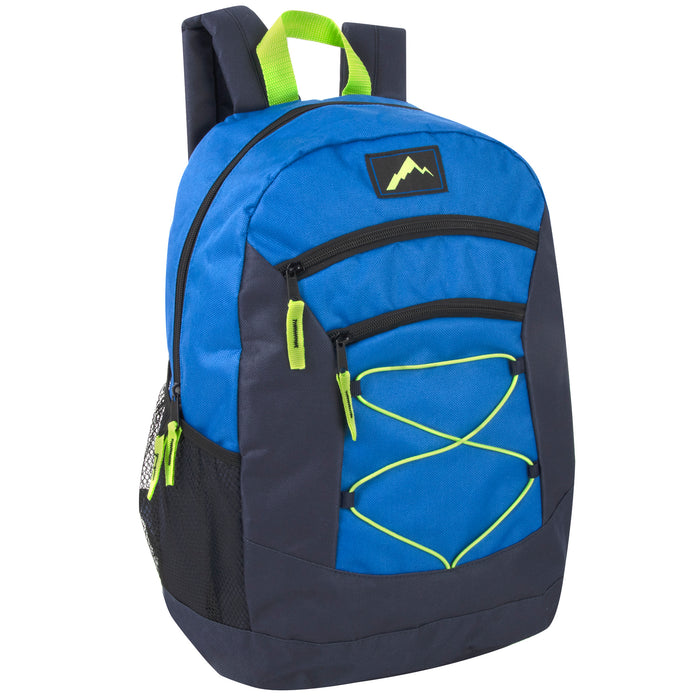 Wholesale 48cm Multi Pocket Bungee Backpack 25L Capacity - 5 Boys Colours