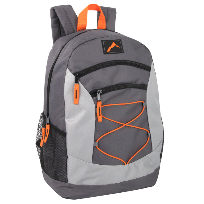 Wholesale 48cm Multi Pocket Bungee Backpack 25L Capacity - 5 Boys Colours